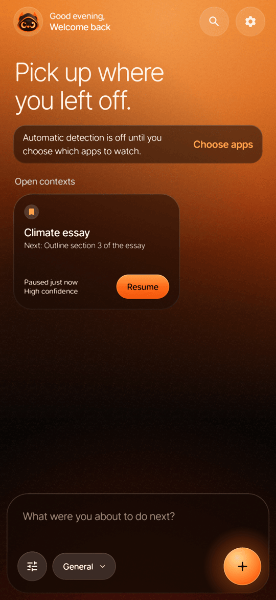 Home screen with a saved place